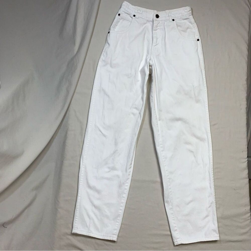 Vintage Calvin Klein CK White Jeans Women's 6 High Rise Mom Pants Baggy Tapered